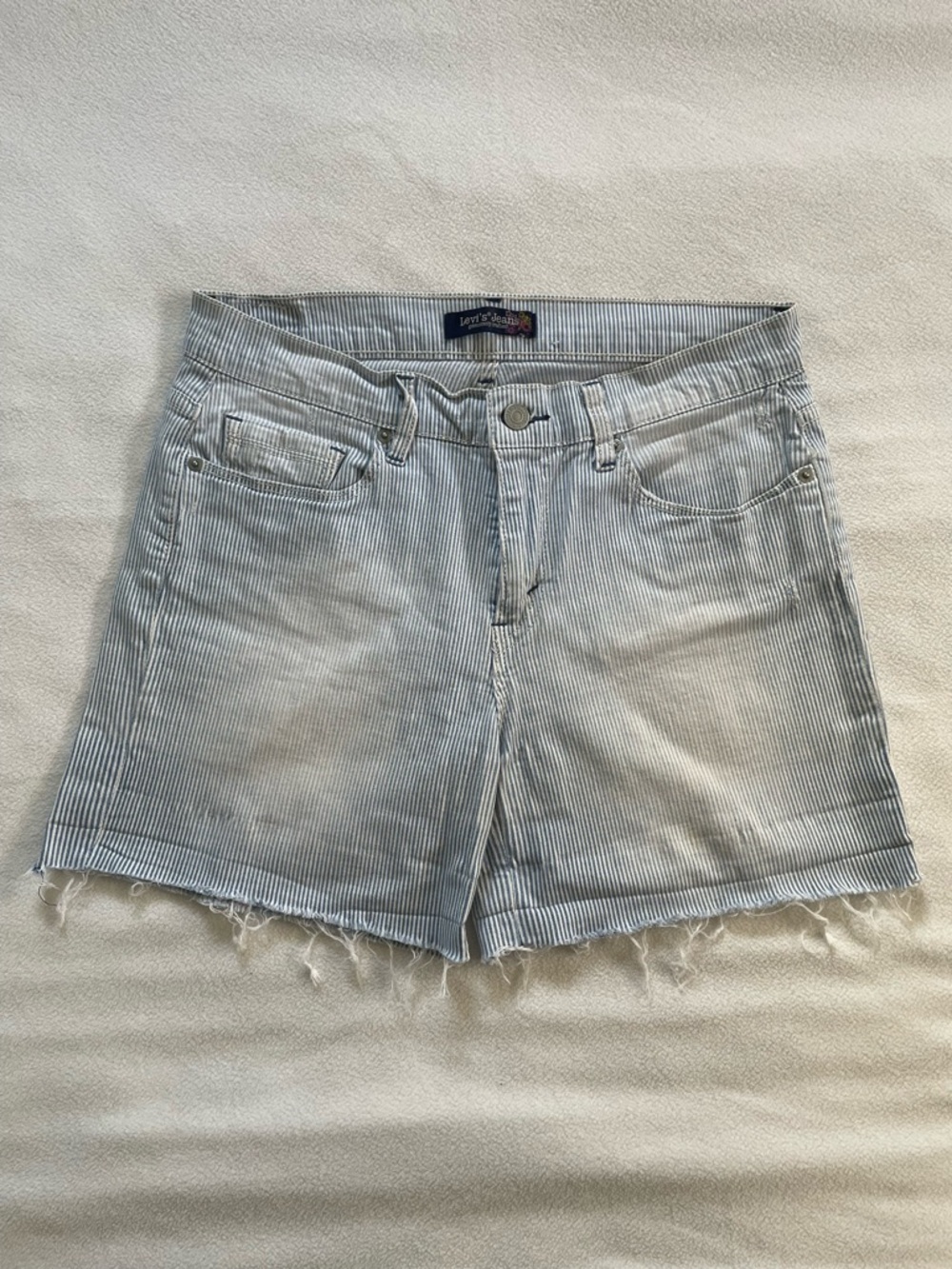 Levi's Light Blue Pinstripe Denim Shorts